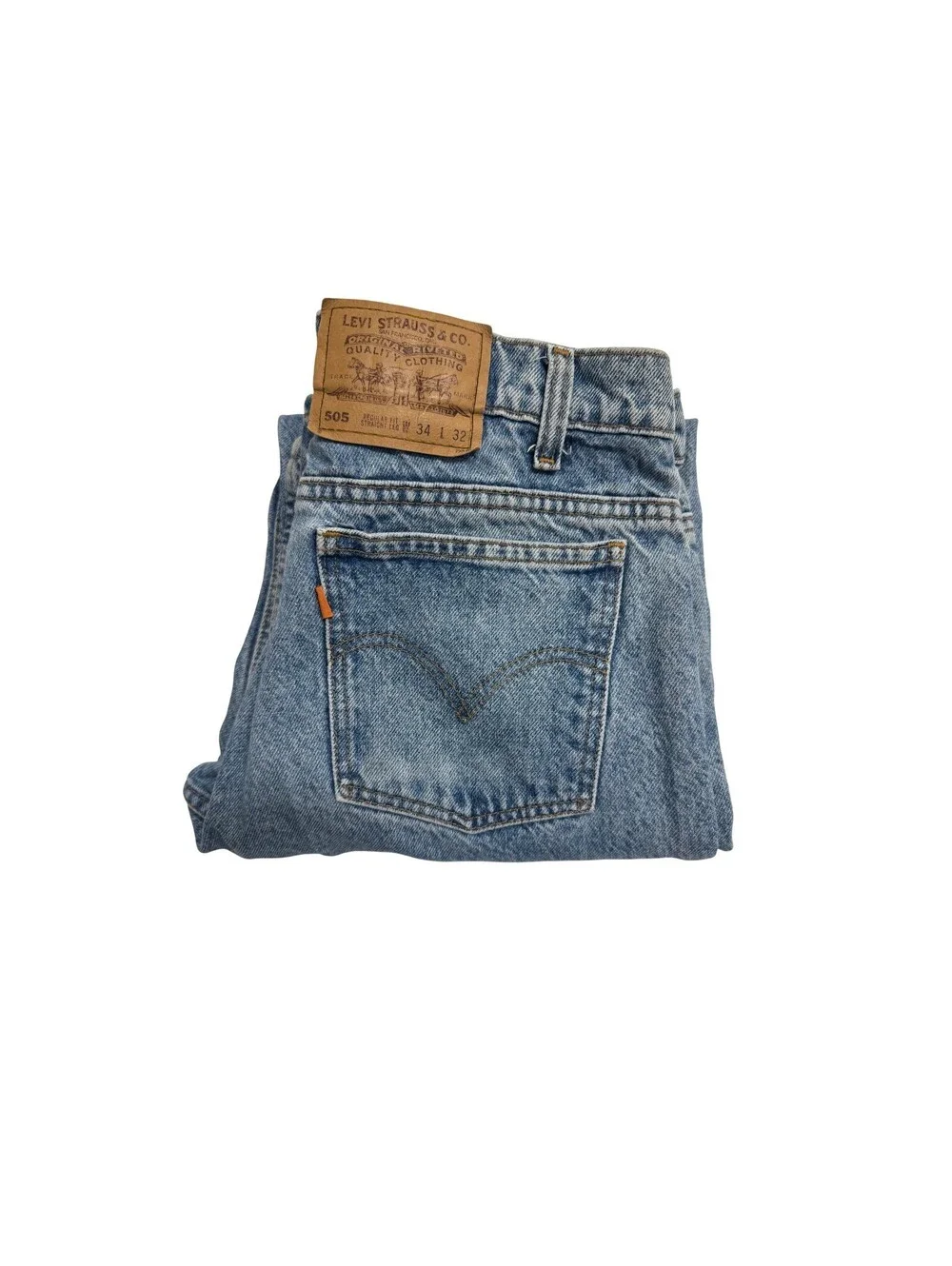 Vintage Levi's 505 Orange Tab Jeans Men's 34x32 Regular Fit Straight Leg USA Sty